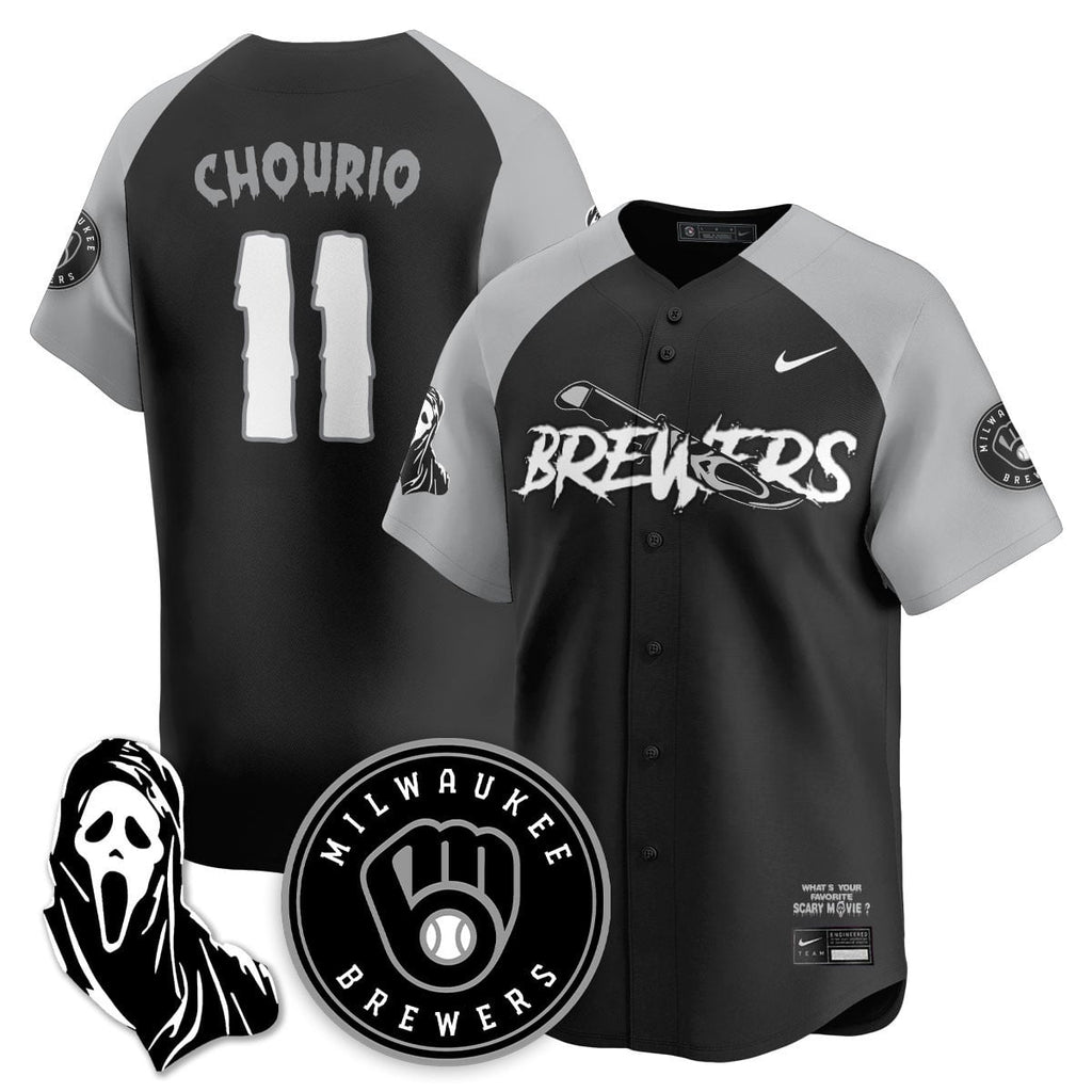Men's Milwaukee Brewers "Scream Ghostface" Jersey - All Stitched