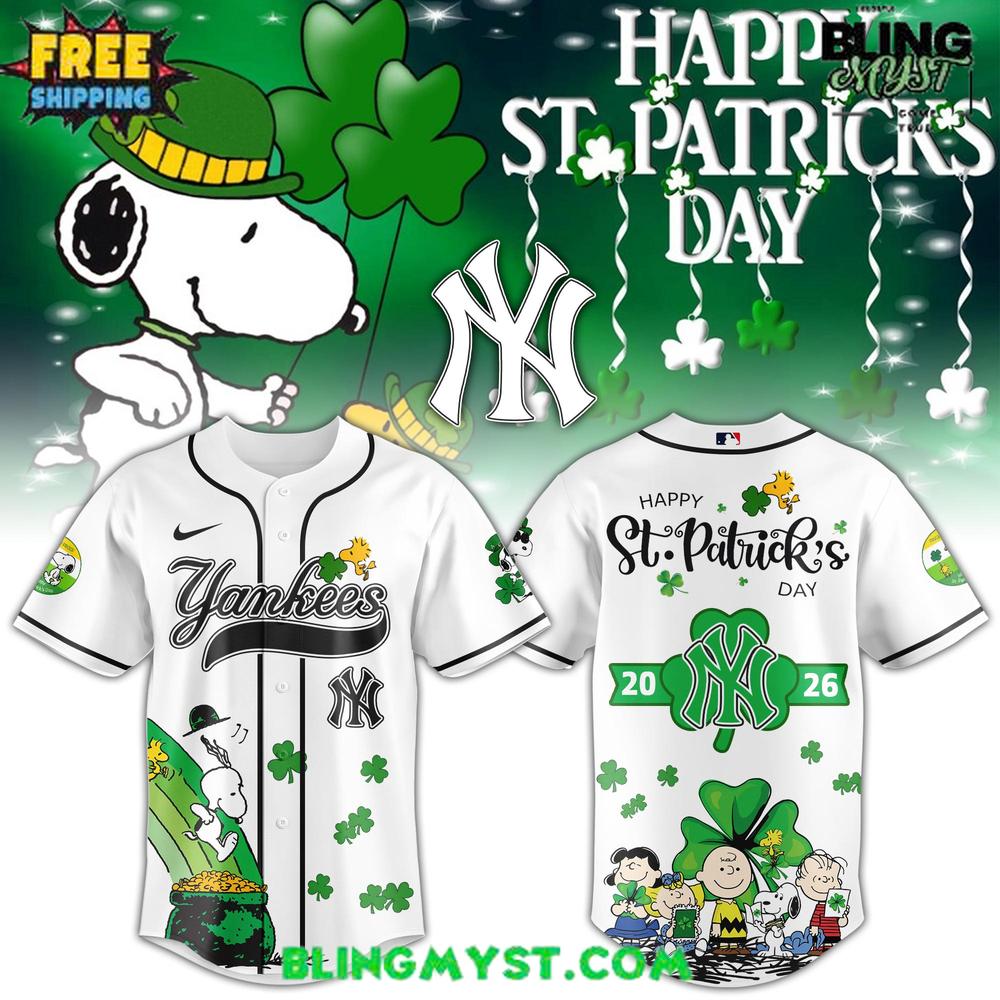 New York Yankees St. Patrick’s Day Baseball Jersey – Snoopy Edition