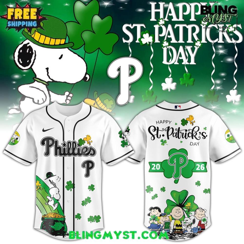 Philadelphia Phillies St. Patrick’s Day Baseball Jersey – Snoopy Edition
