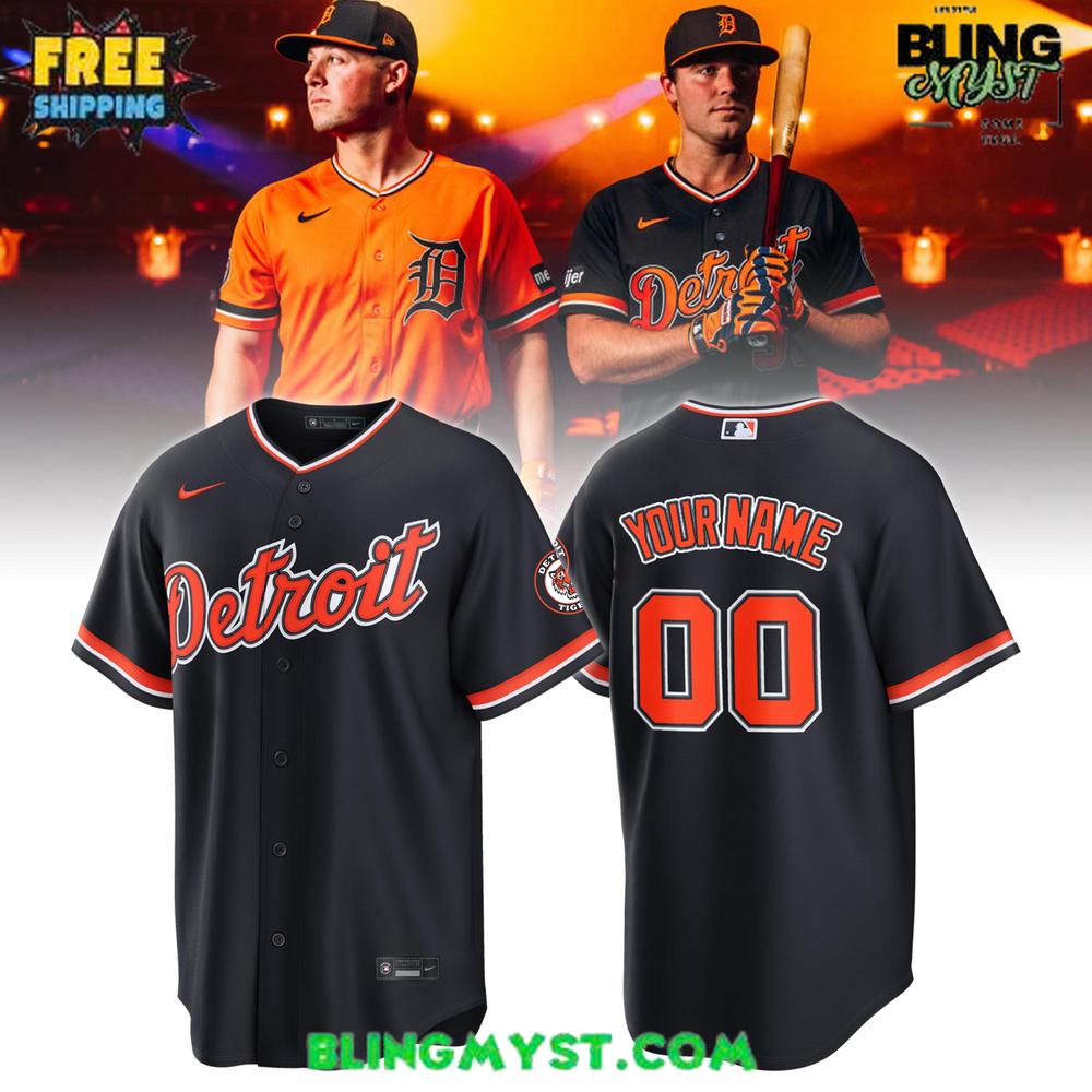 The Detroit Tigers 2026 Black & Orange Alternate Baseball Jersey