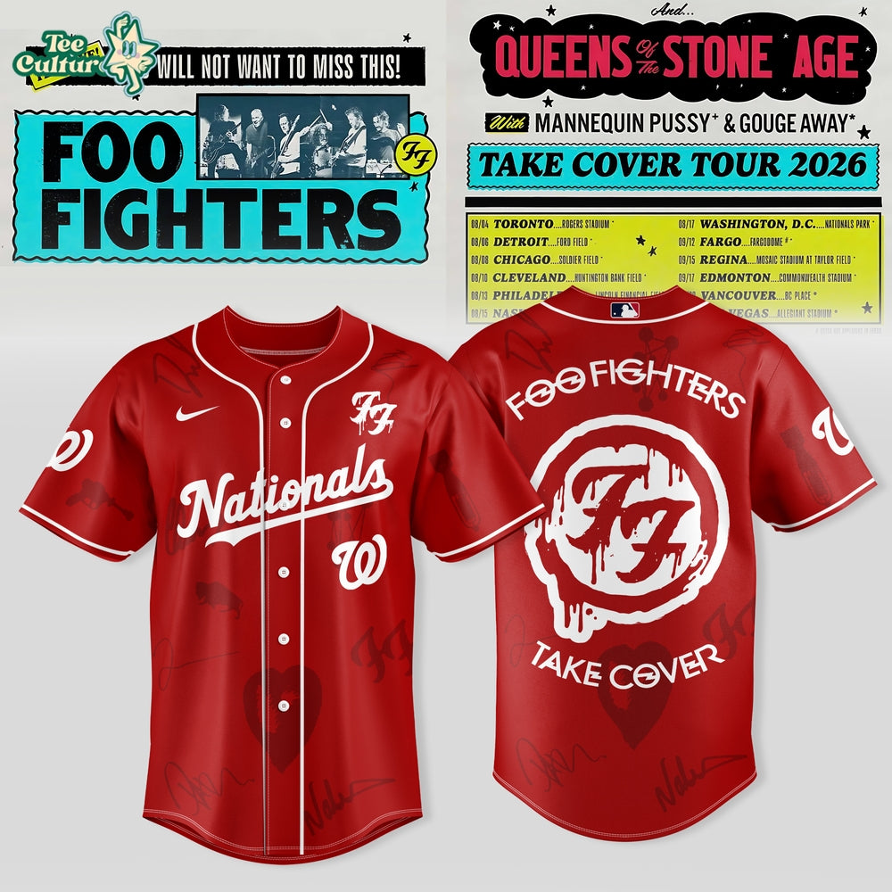 Washington Nationals x 🎸 Foo Fighters – “Take Cover Tour 2026” Jersey Collection