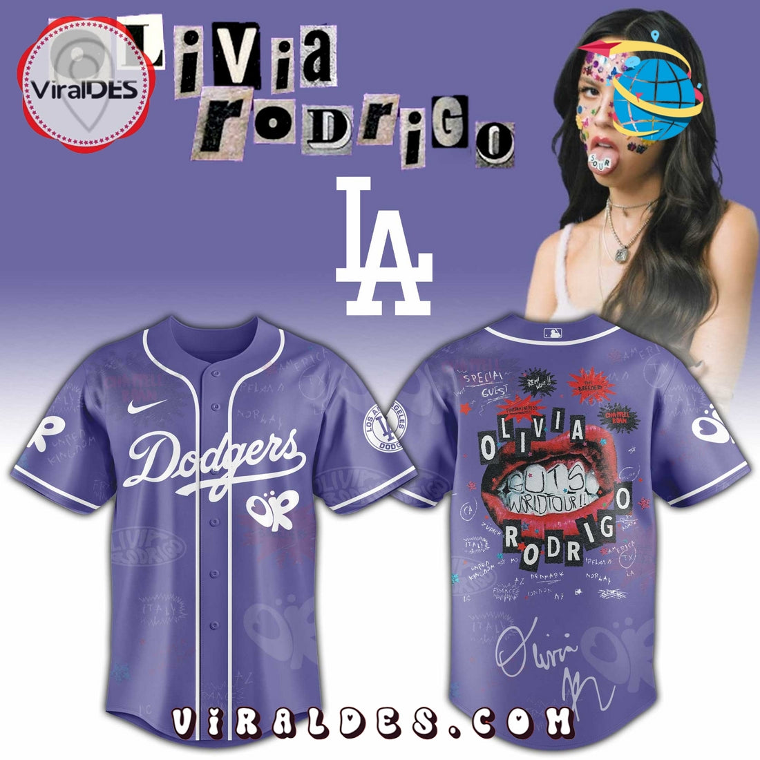 Dodgers MLB x Olivia Rodrigo Guts World Tour Jersey