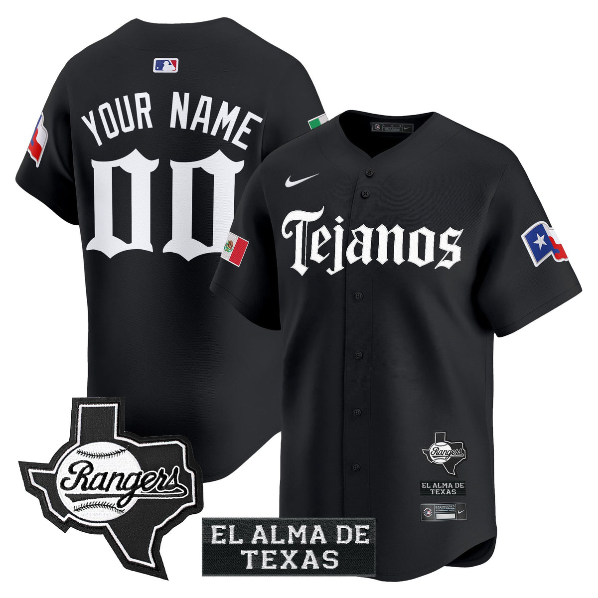Texas Rangers Mexico Tejano Barrio Style Vapor Premier Limited Custom Jersey - All Stitched