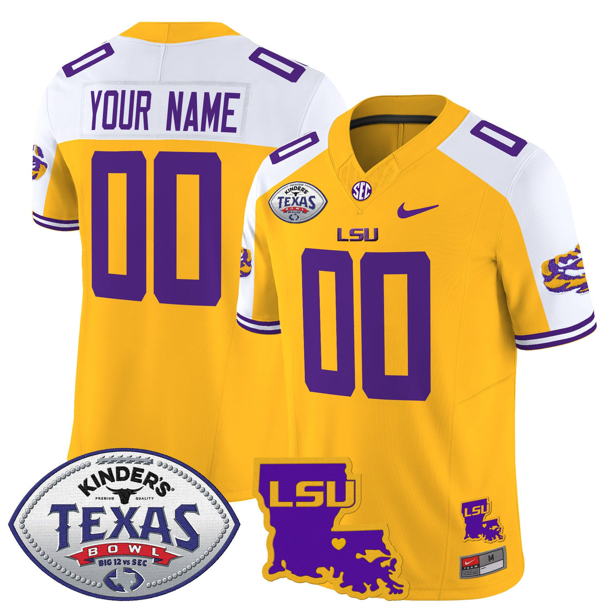 LSU Tigers 2024 Texas Bowl Patch Vapor Limited Custom Jersey - All Stitched