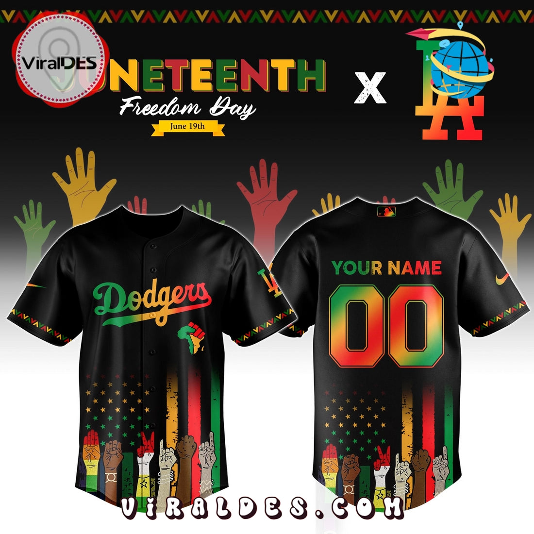 Los Angeles Dodgers Custom MLB Juneteenth Baseball Jersey