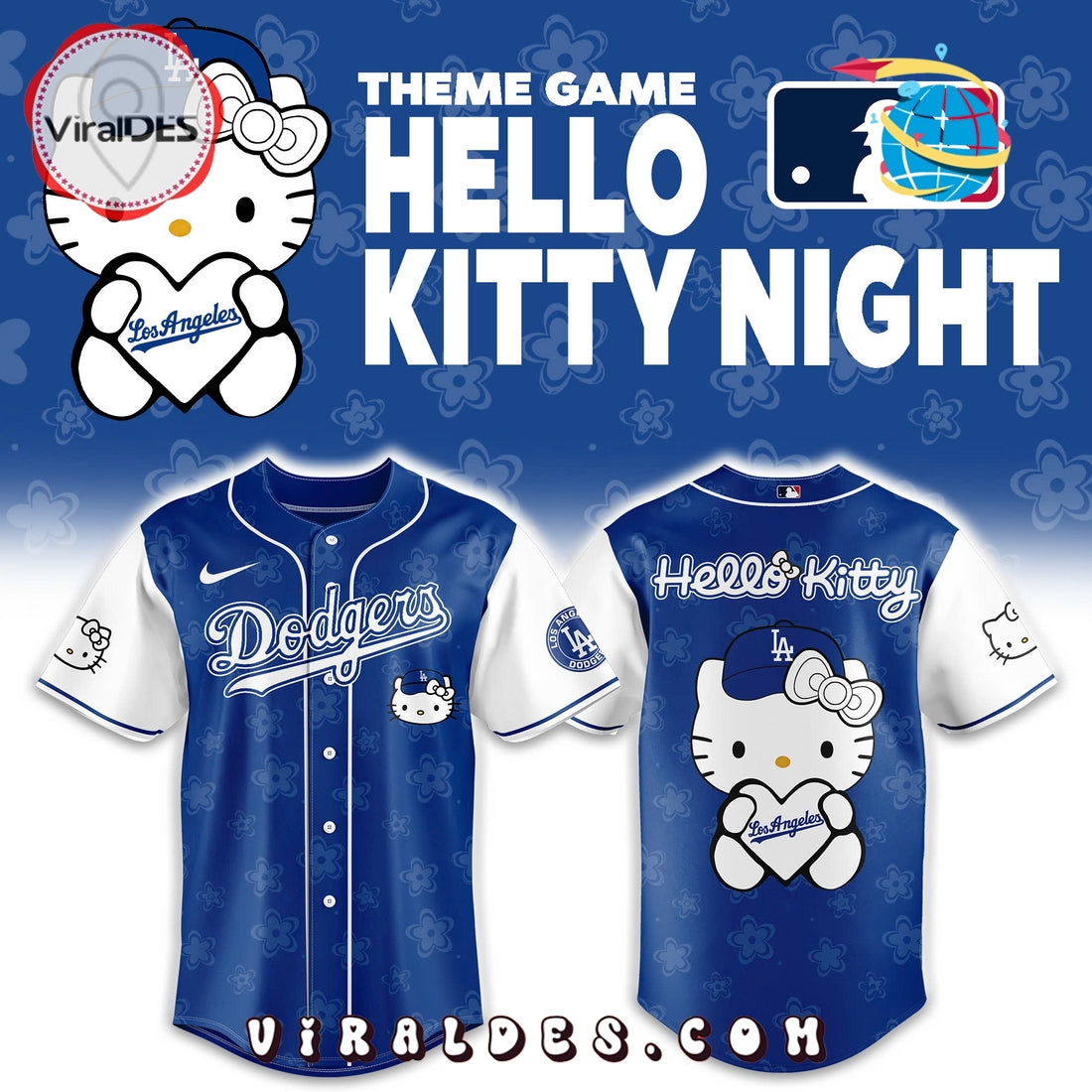 Los Angeles Dodgers MLB Hello Kitty Baseball Jersey