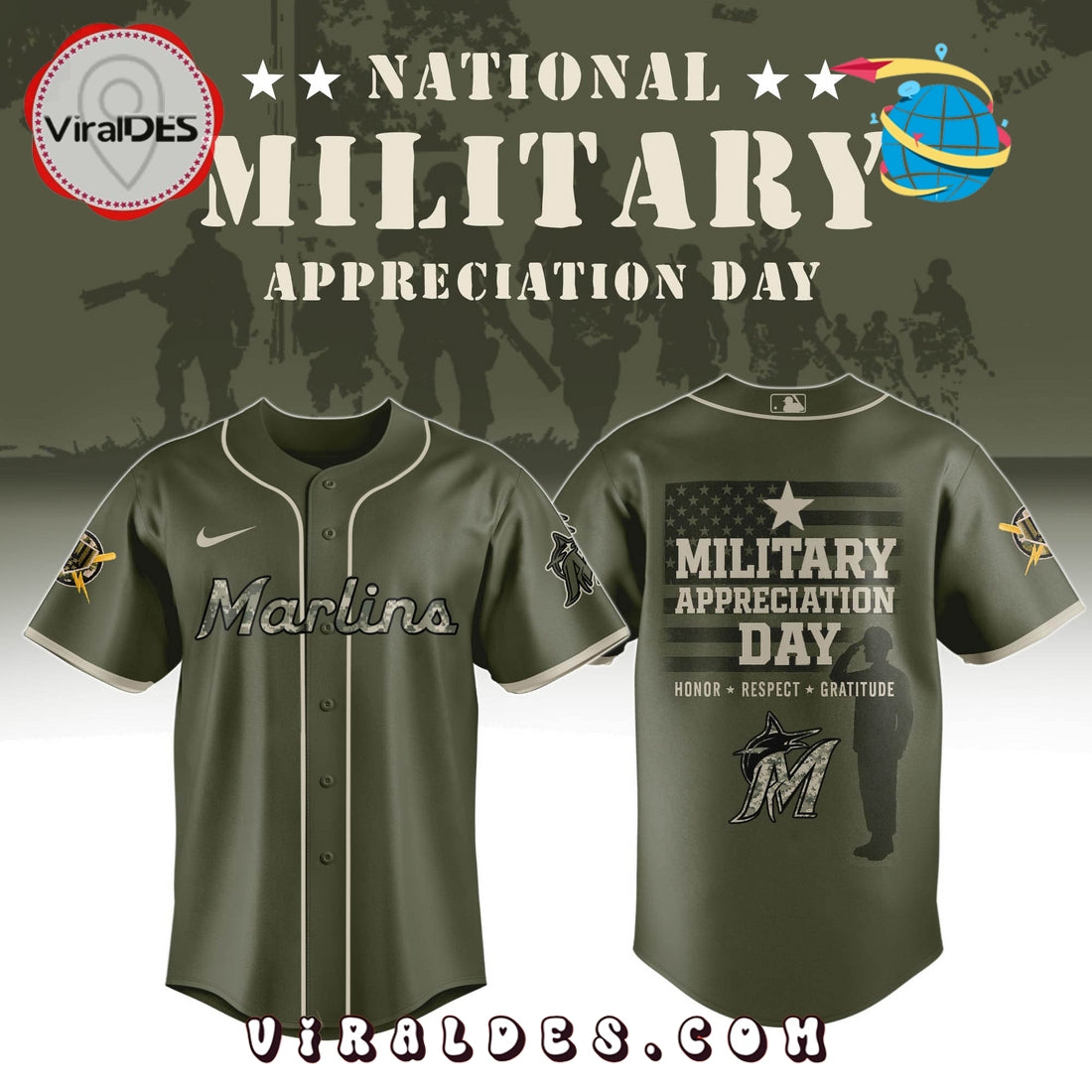 Miami Marlins MLB Military Appreciation Day Baseball Jersey