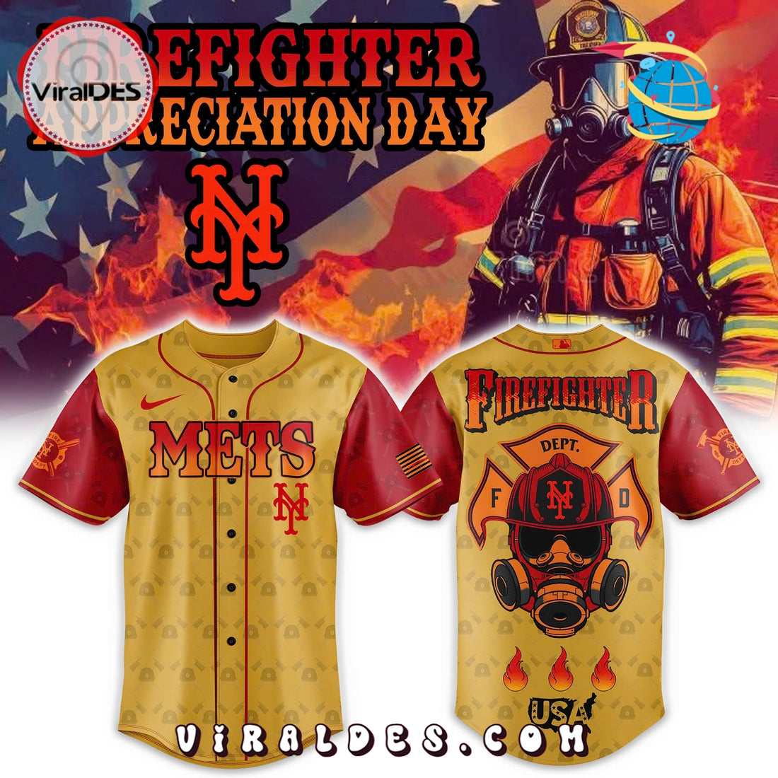 New York Mets MLB Firefighter Appreciation Baseball Jersey