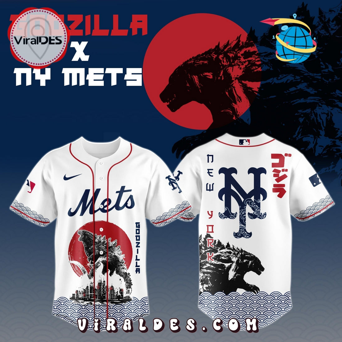 New York Mets MLB x Godzilla Baseball Jersey