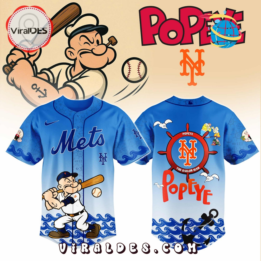 New York Mets MLB x Popeye Baseball Jersey