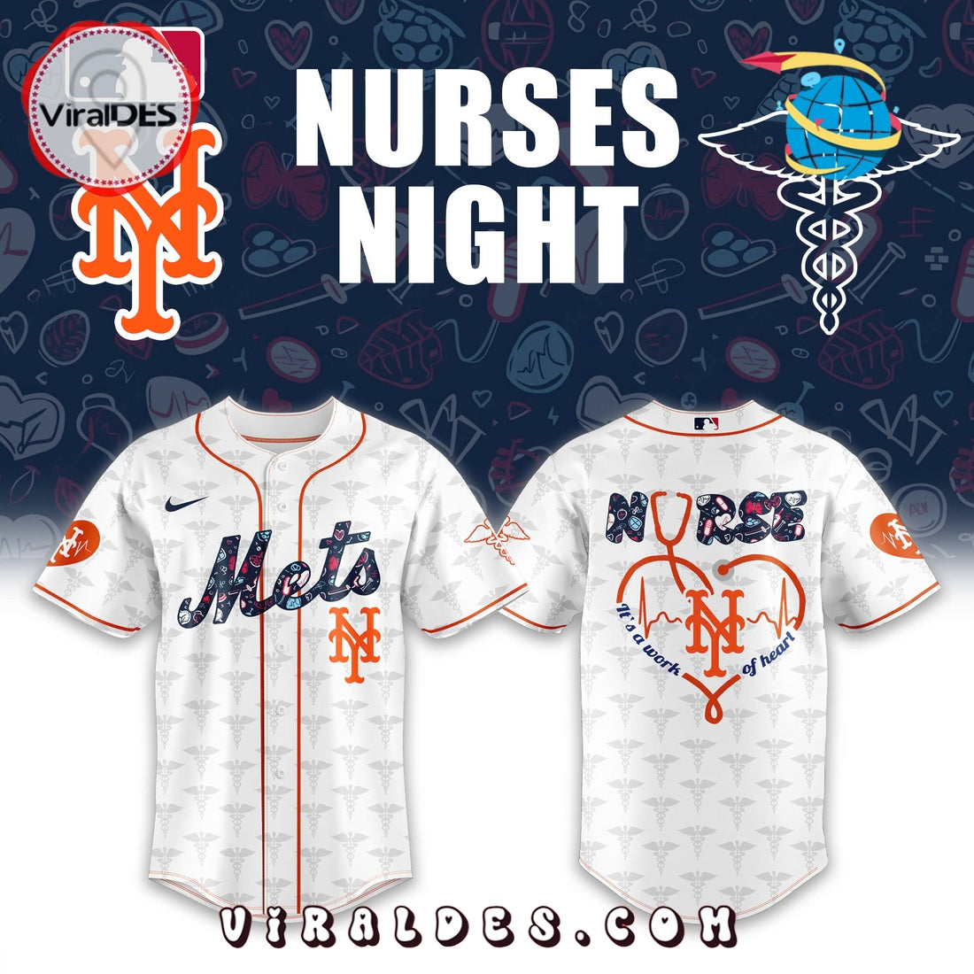 New York Mets Nurses Night White Baseball Jersey