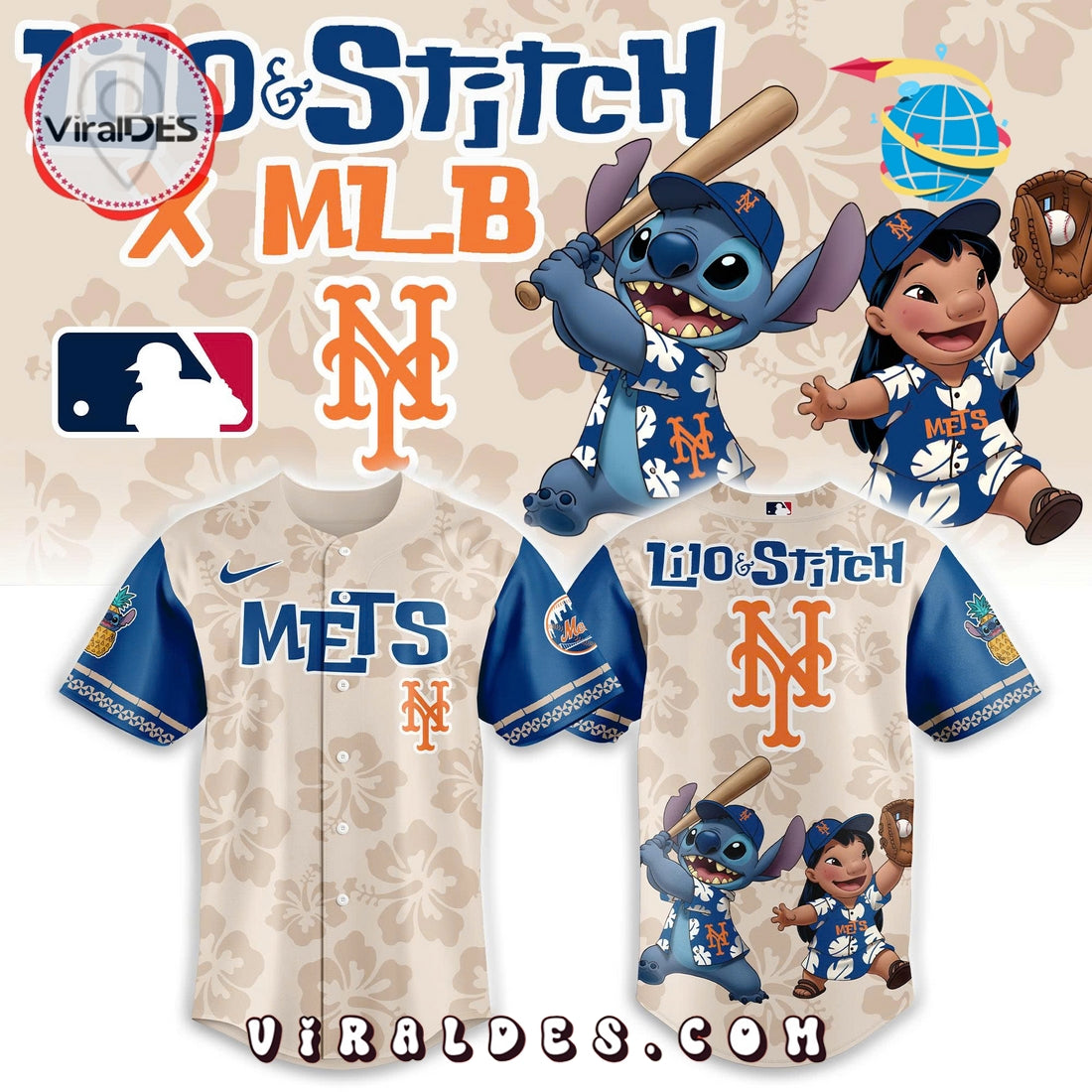 New York Mets x Lilo & Stitch MLB Baseball Jersey
