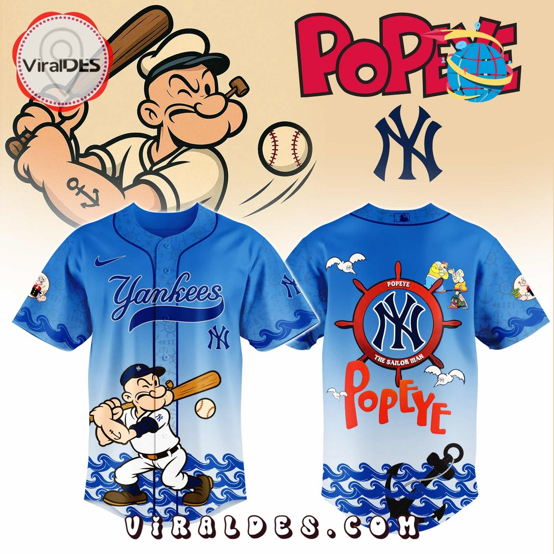New York Yankees MLB x Popeye Baseball Jersey