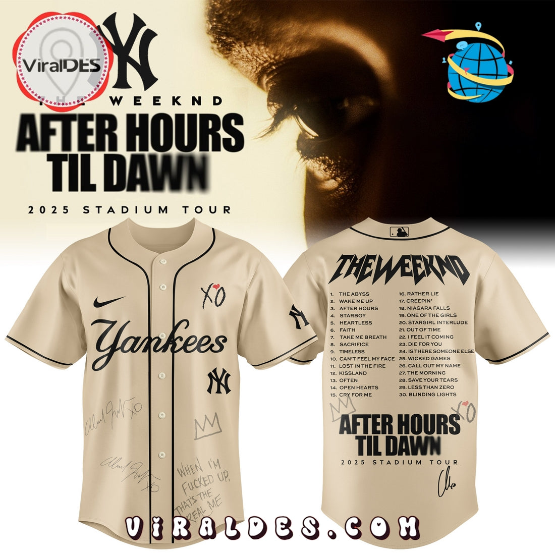 New York Yankees x The Weeknd After Hours Til Dawn Baseball Jersey