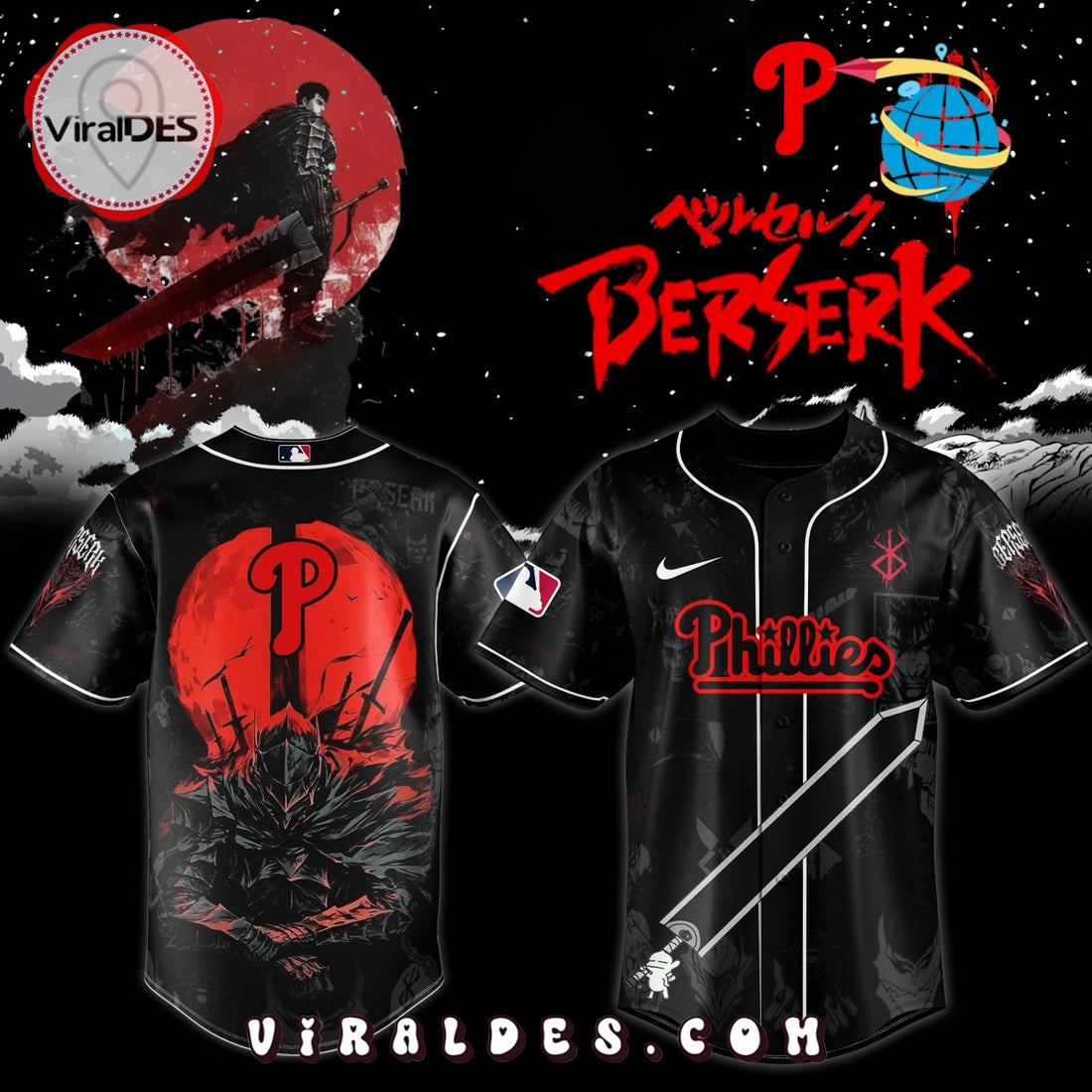 Philadelphia Phillies x Berserk Limited Edition Baseball Jersey
