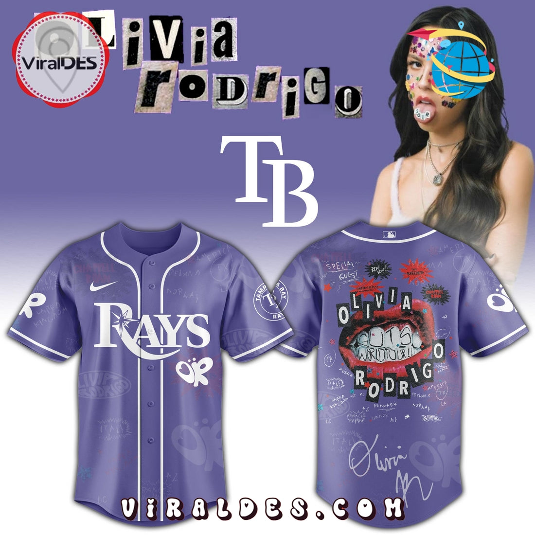 Tampa Bay Rays MLB x Olivia Rodrigo Guts World Tour Jersey