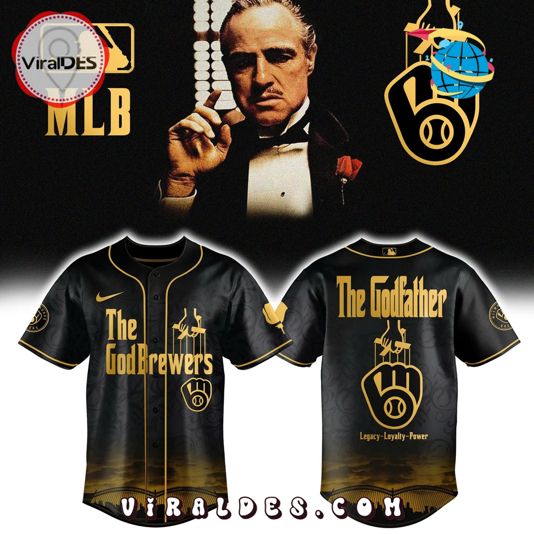 The Godfather Gold x Milwaukee Brewers Baseball Jersey